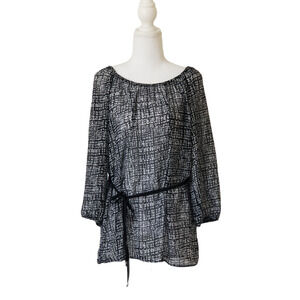 AB Studio Round Neck Black Blouse 3/4 Sleeve, Size M